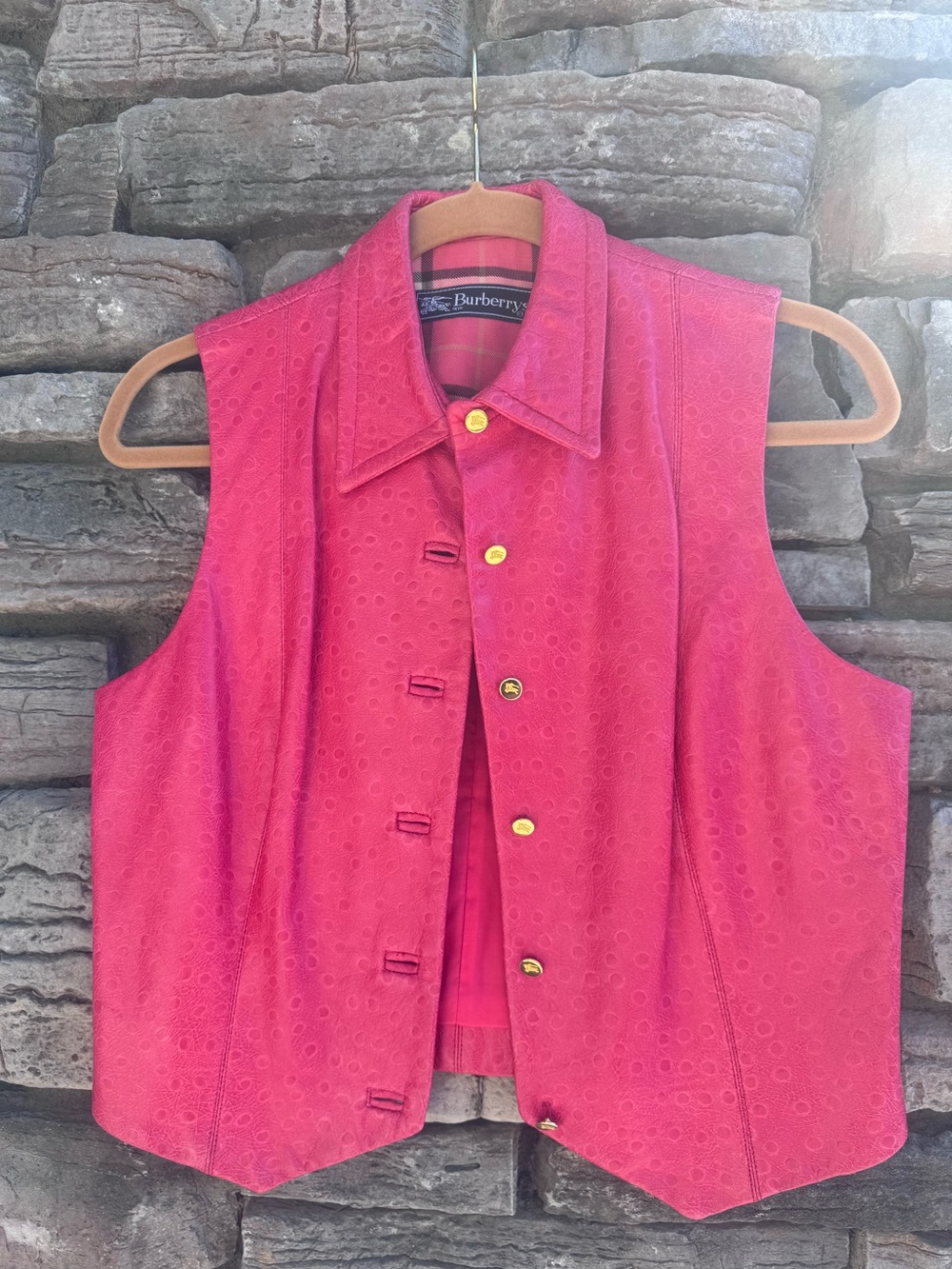 Vintage Burberry  red leather vest Size 10